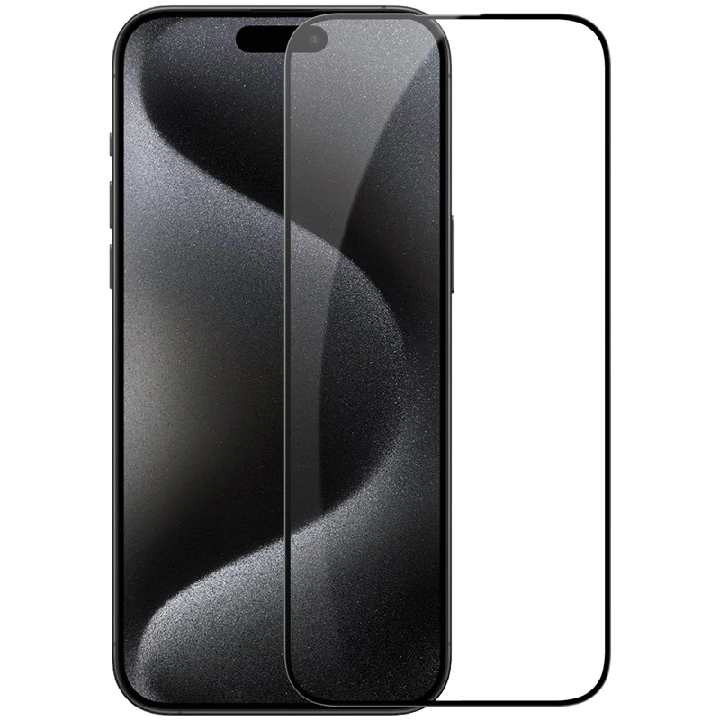Vidro temperado 9H antirreflexo NILLKIN para iPhone 15 Pro Max, anti-impressão digital e sem bolhas, filme HD de cobertura total com bordas 2,5D