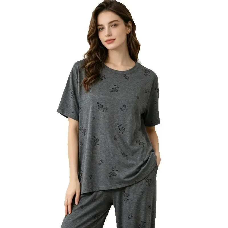 

Женский комплект для сна из 2 предметов: пижама для женщин, ночная одежда, размеры XL-3XL, свободная пижама с коротким рукавом, новинка 2026 года, летняя одежда для дома и отдыха