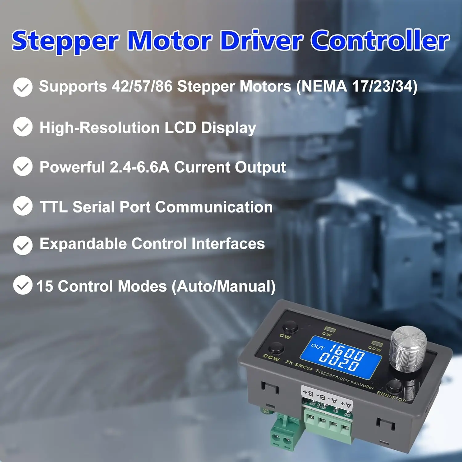 CNC Stepper Motor Driver Controller DC 10V-30V 6.6A 1/64 Micro-Step Resolutions for Nema 17 23 34 Stepper Motor Forward Reverse