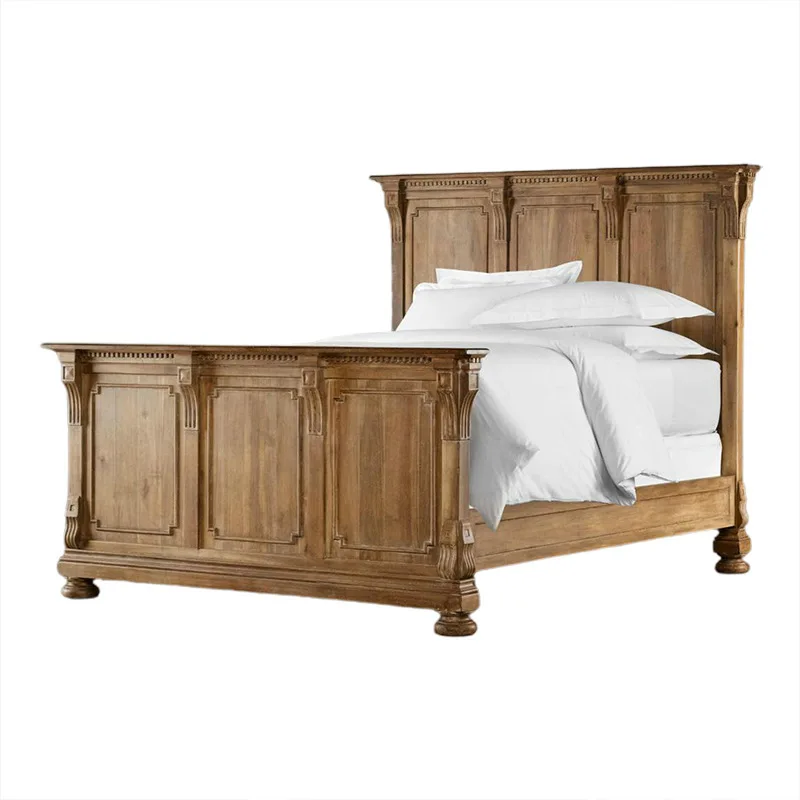 

Rural American solid wood bed modern simple 1.5 meters 1.8 meters double bed French retro bed light luxury