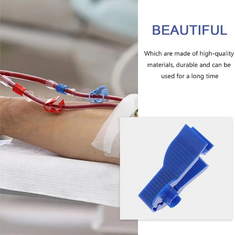 10 Pcs Dialysis Peritoneal Clamps Tubing Tube Clips Flow Control Clip Blue Hose Fistula Arm Incontinence Enema Holder