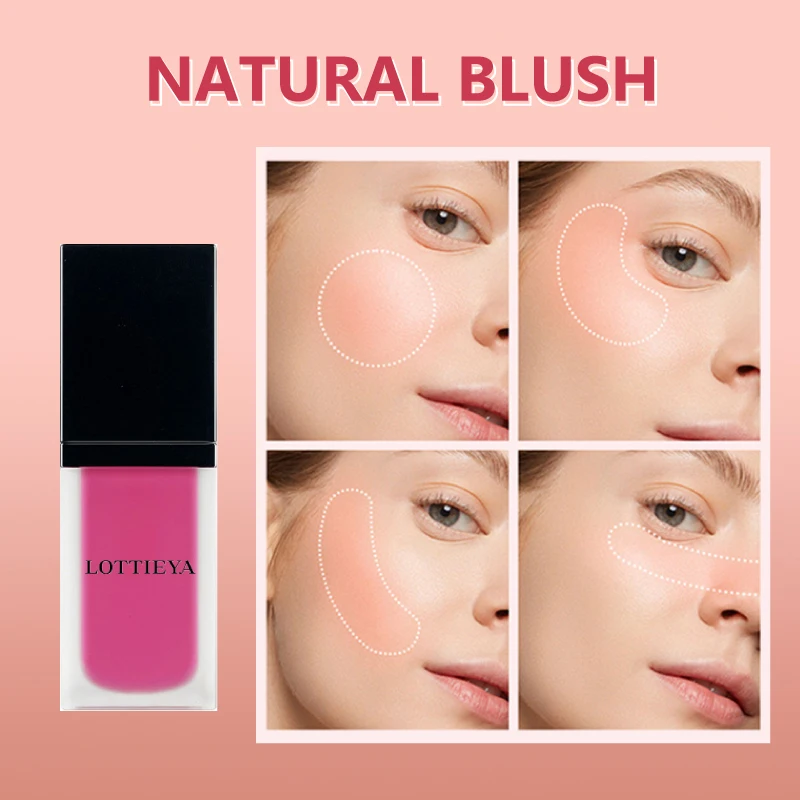 LOTTIEYA Face Mousse Liquid Blush Pigment Natural Lightweight  Brightening Blusher Cheek Peach Silky Texture Makeup Cosmetics