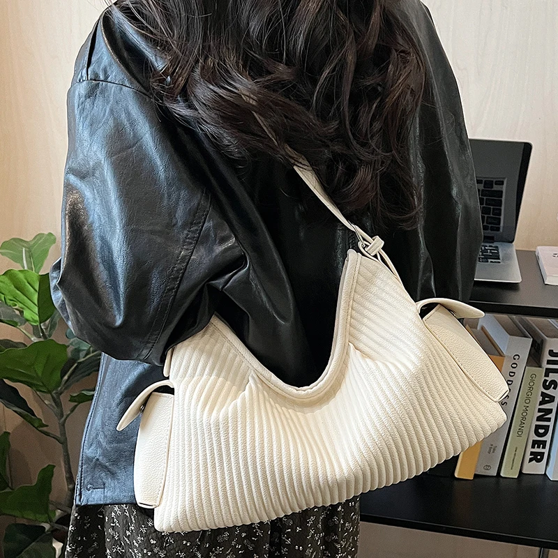 

Large Capacity Women PU Leather Handbags Shoulder Bags Casual Female Tote Messenger Bags for Women Fashion Stripe Crossbody Bag