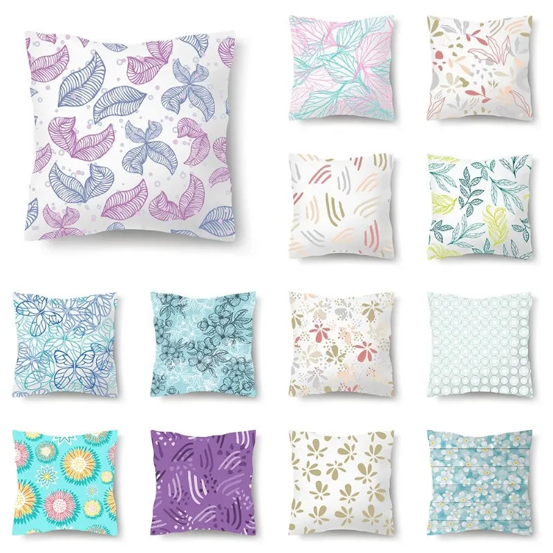 

Nordic Creative Floral Print Pattern Cushion Cover Home Living Room Sofa Decoration Square Polyester Throw pillowcase 45x45cm