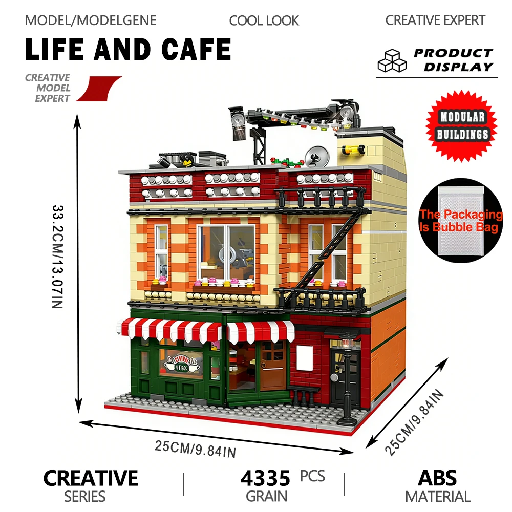 

Набор модульных строительных блоков Street View Central Perk Big Bang, модель городского дома, конструктор, игрушки для взрослых, коллекционный подарок