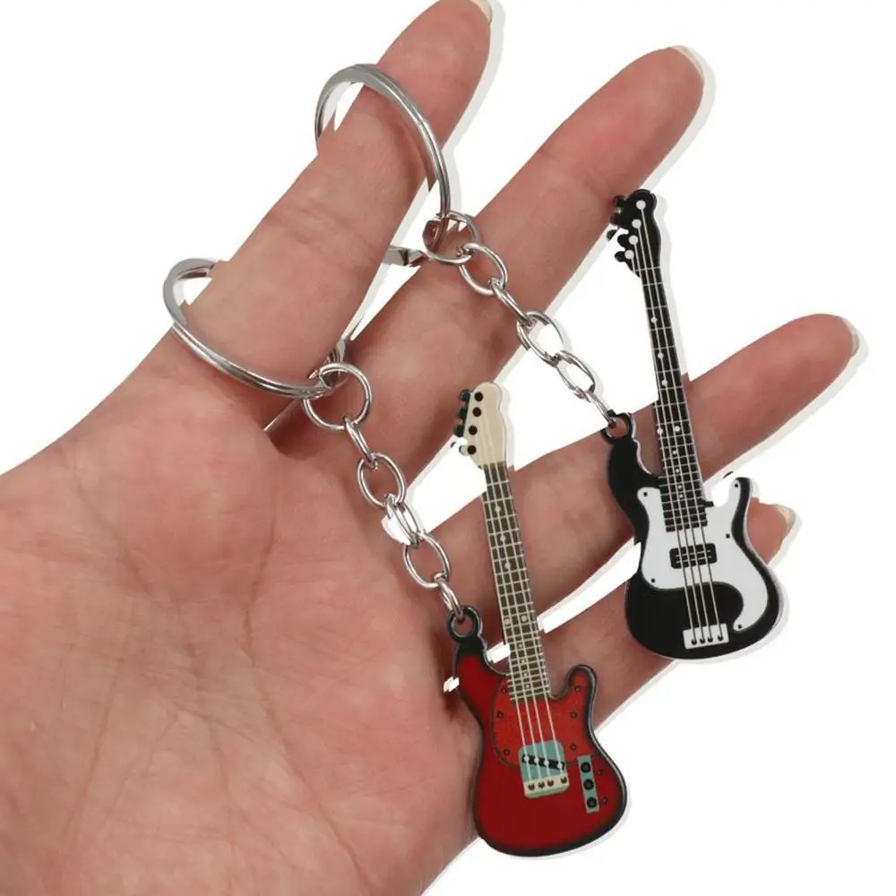 Schlüsselanhänger Hip-Hop-Gitarre, Bunter Cooler Gitarren-Schlüsselring, Kreativer Metall-Musikinstrument-Schlüsselanhänger, Taschenanhänger – Detail 7