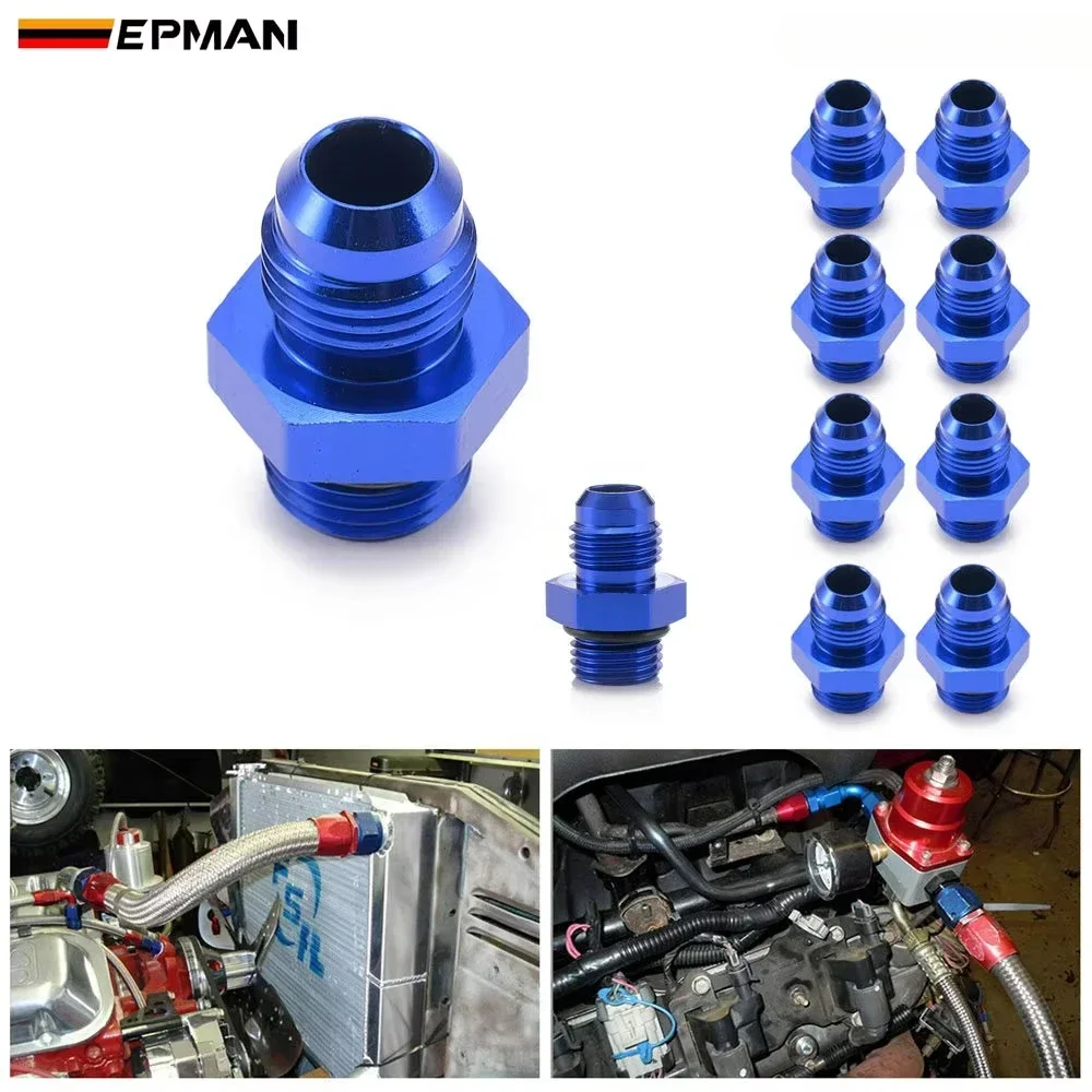 

EPMAN 10PCS Straight AN4 AN6 AN8 AN10 AN12 Male Flare To ORB Male Fuel Pump Rail Adapter Aluminum AN Flare Twin Hose Fitting