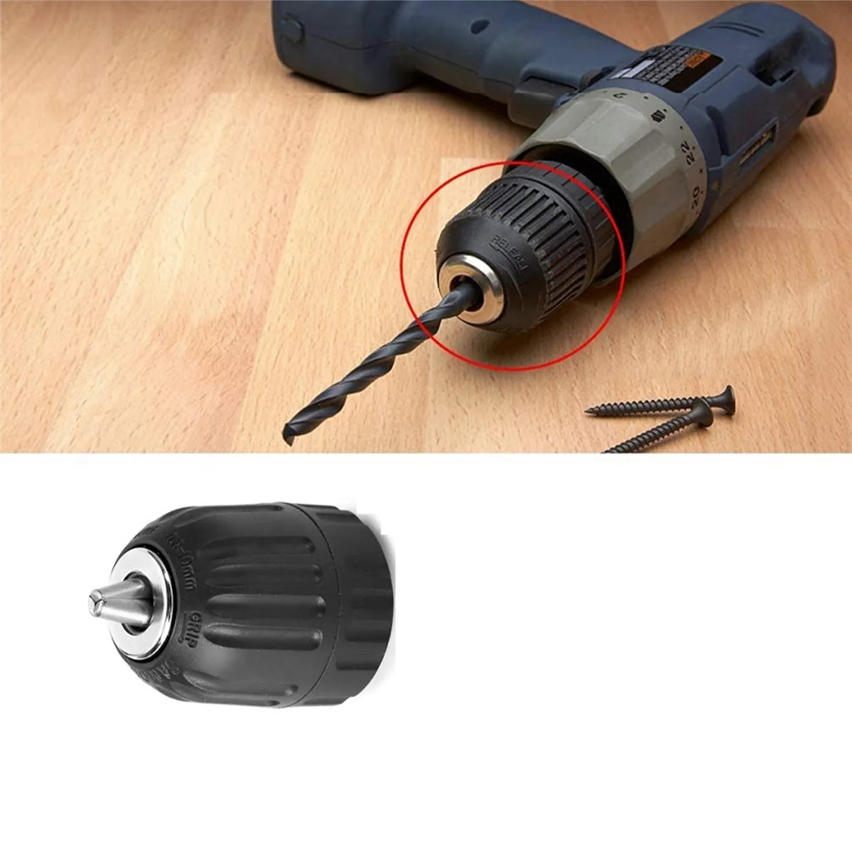 2 Pieces of Hand-Tight Chuck Set Adapter Heavy Duty 10mm Keyless Drill Chuck with Adapter Hardware Tools