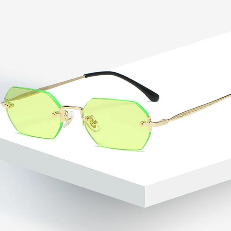 

New Fashionable Polygonal Frameless Sunglasses for Women, Hip-hop Personality Small Frame Sunglasses for Both Men and Women