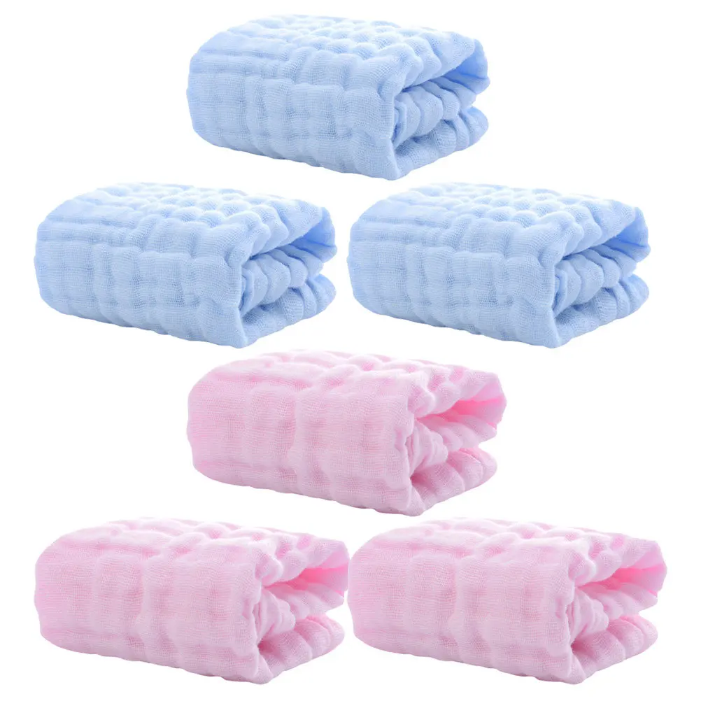 

6Pcs Pure Cotton Baby Washcloths Muslin Breathable Soft Infant Burp Cloth Drool Saliva Towel Hand Towels Baby Washcloths