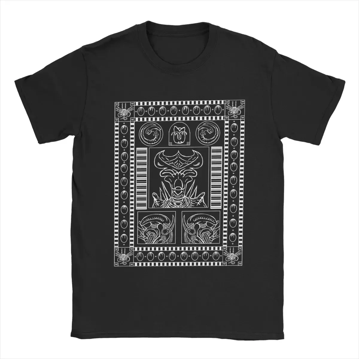 2024 summer Unique Tees Short Sleeve Crew Neck T-Shirts 100% Cotton Printing Clothing Xenomorph Alien Movie Men's T Shirts funny