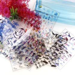 5 Sheets/Lot Ocean Shell Fish Dolphin WhaleTransparent Material With Use Of Epoxy UV Mold Making Tool Filling Phone Case For DIY