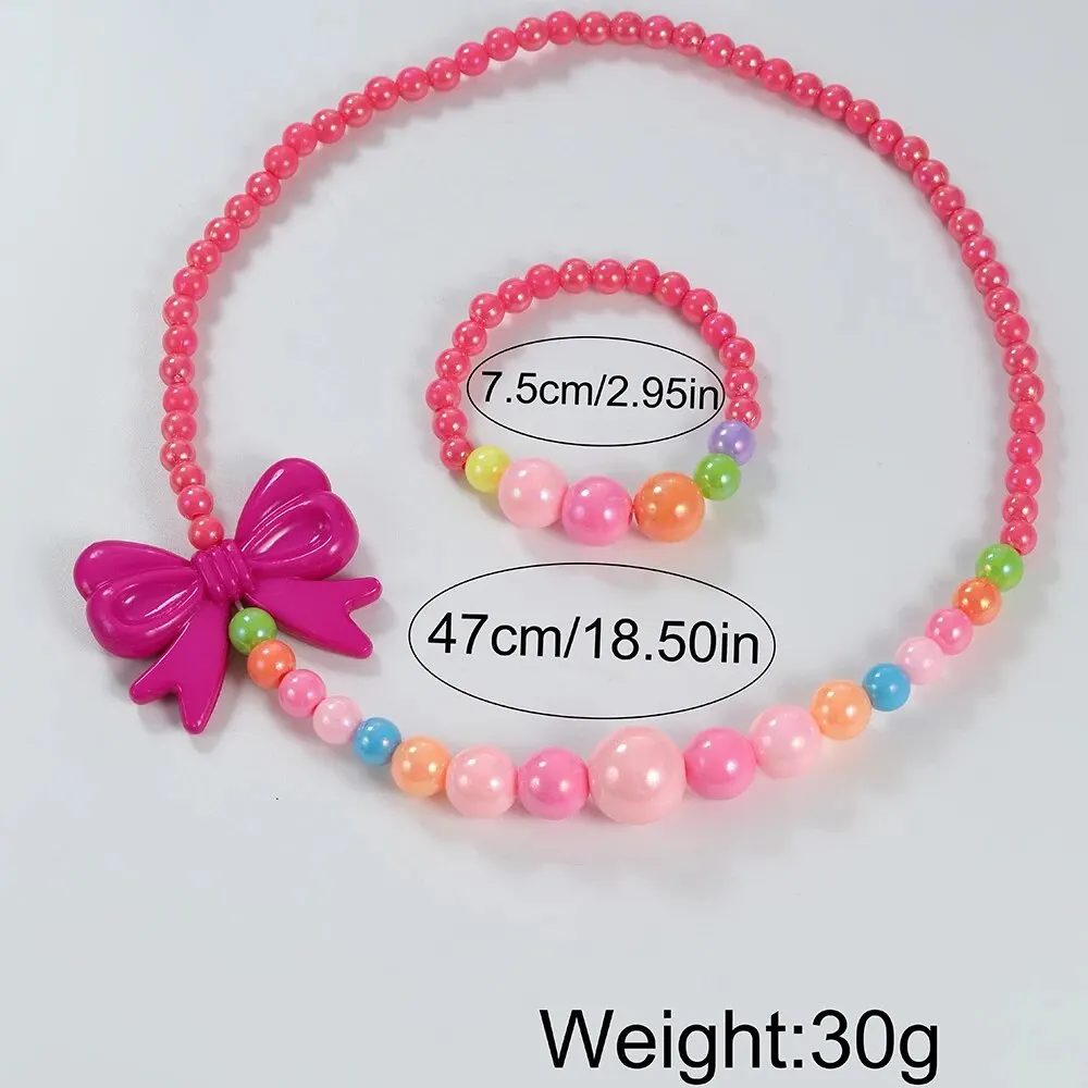 3pcs Girls Unicorn Patter Watch Silica Gel Quartz Wristwatch Jewelry Set Children Colorful Bow Necklace Bracelet Set