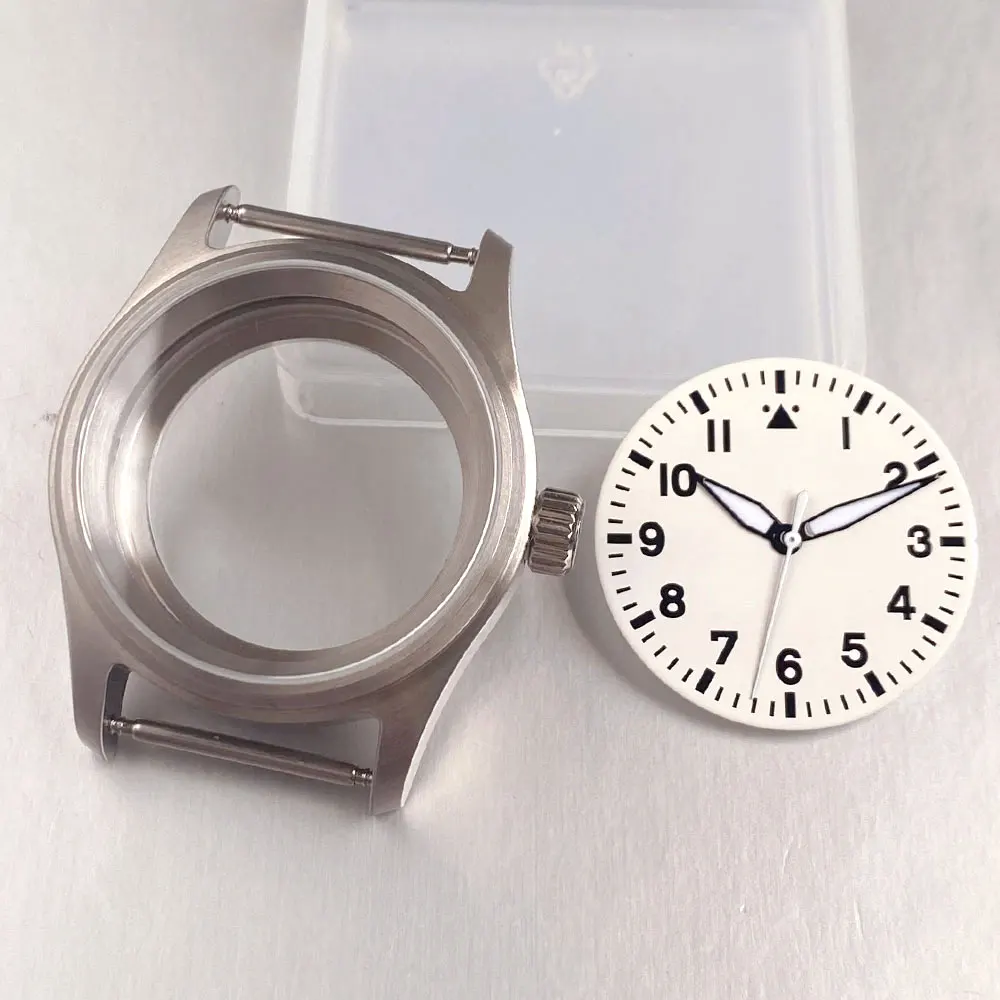 Tandorio 36mm 39mm Pilot Watch Case Sapphire Crystal 20BAR Waterproof Arabic Numeral Luminous Dial Fit NH35 ETA2824 Miyota 8215