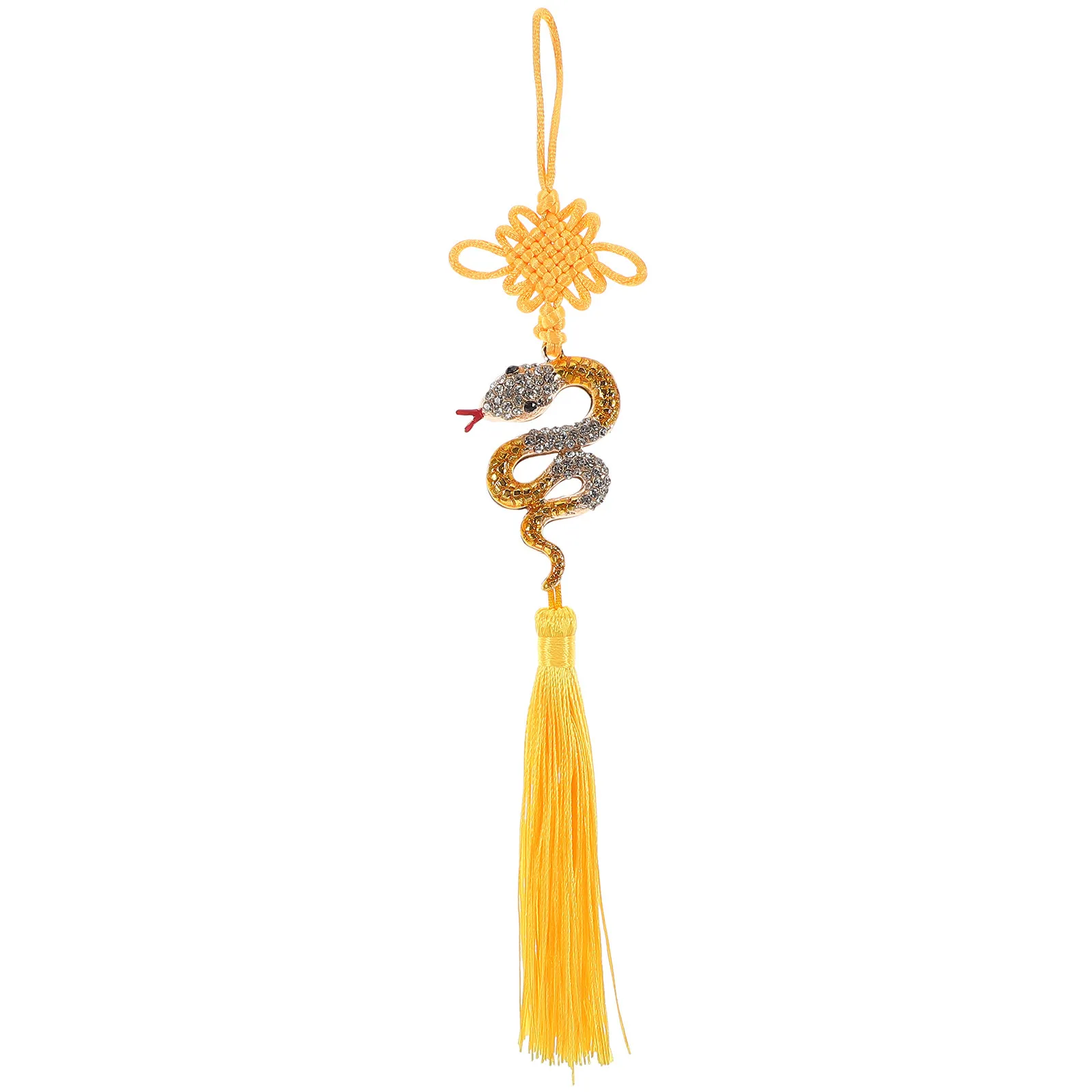 Creative Snake Year Chinese Tassel Car Decoration Rhinestone Alloy Pendant Rearview Mirror Hanging Chinese Tassel Car Decoration