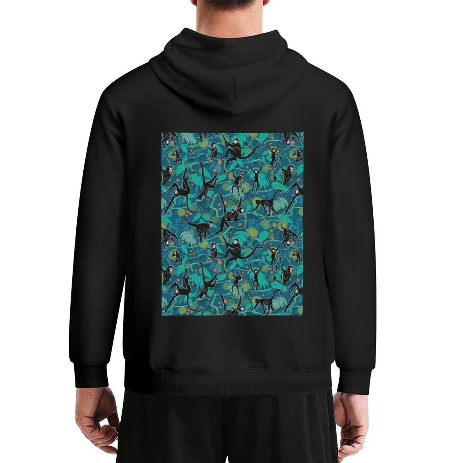 

Black Spider Monkeys in Tropical Jungle Hoodie autumn clothes blouse mens clothes hooded shirt tracksuit men