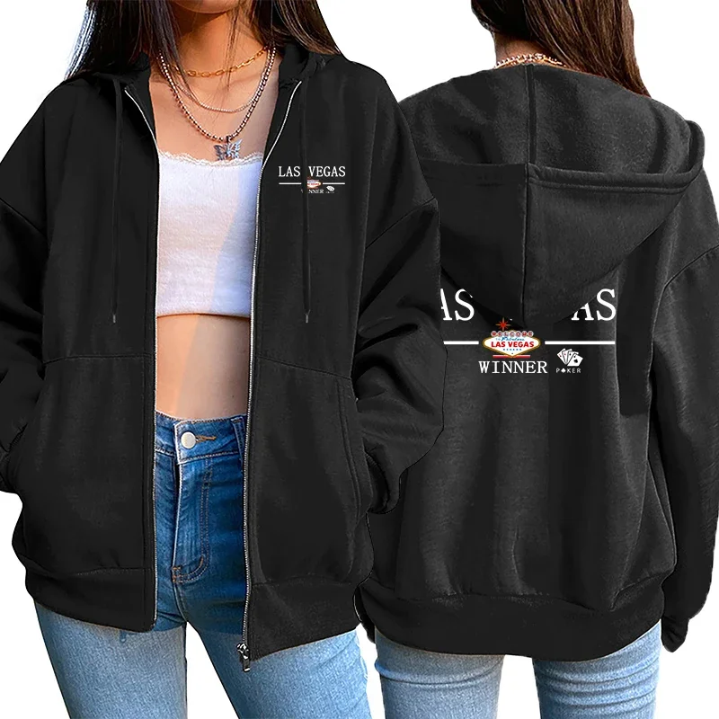 

Versatile Sport Comfortable Coat Fashion Casual Jogging Top Daily Women Zipper Cardigan Hooded Sweatshirt Printing Clothing Lady