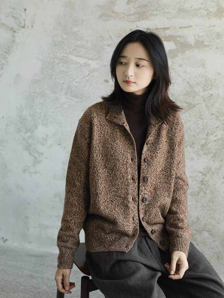 

Red Knitted Camere Sweater Women's Lazy Sle Floral Pattern Casual Thiened Autumn New Arrival Open Cardigan Coat