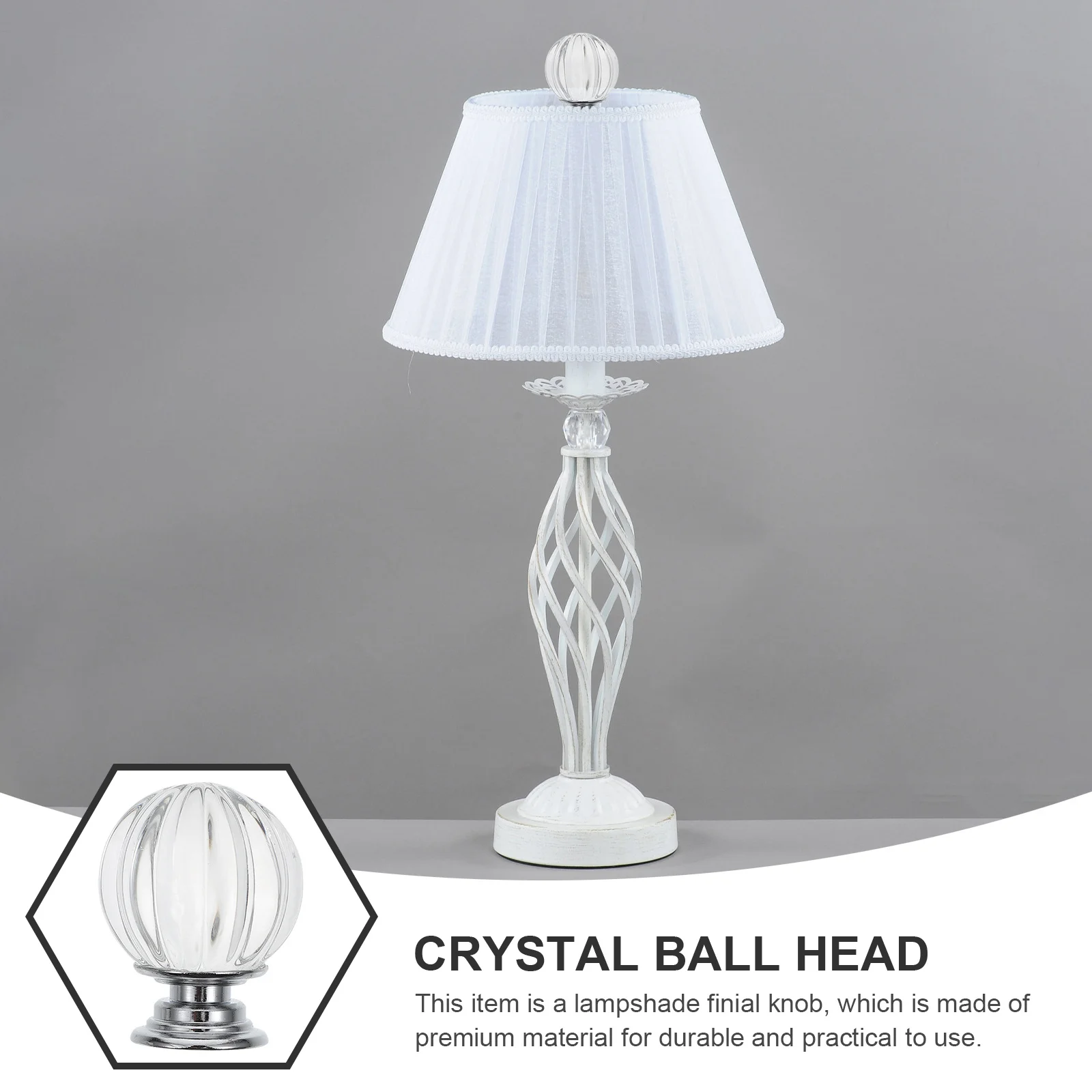 

1Set Lampshade Finial Crystal Ball Head Durable Lamp Decoration Accessory for Table Floor Lamps Lampshade Topper