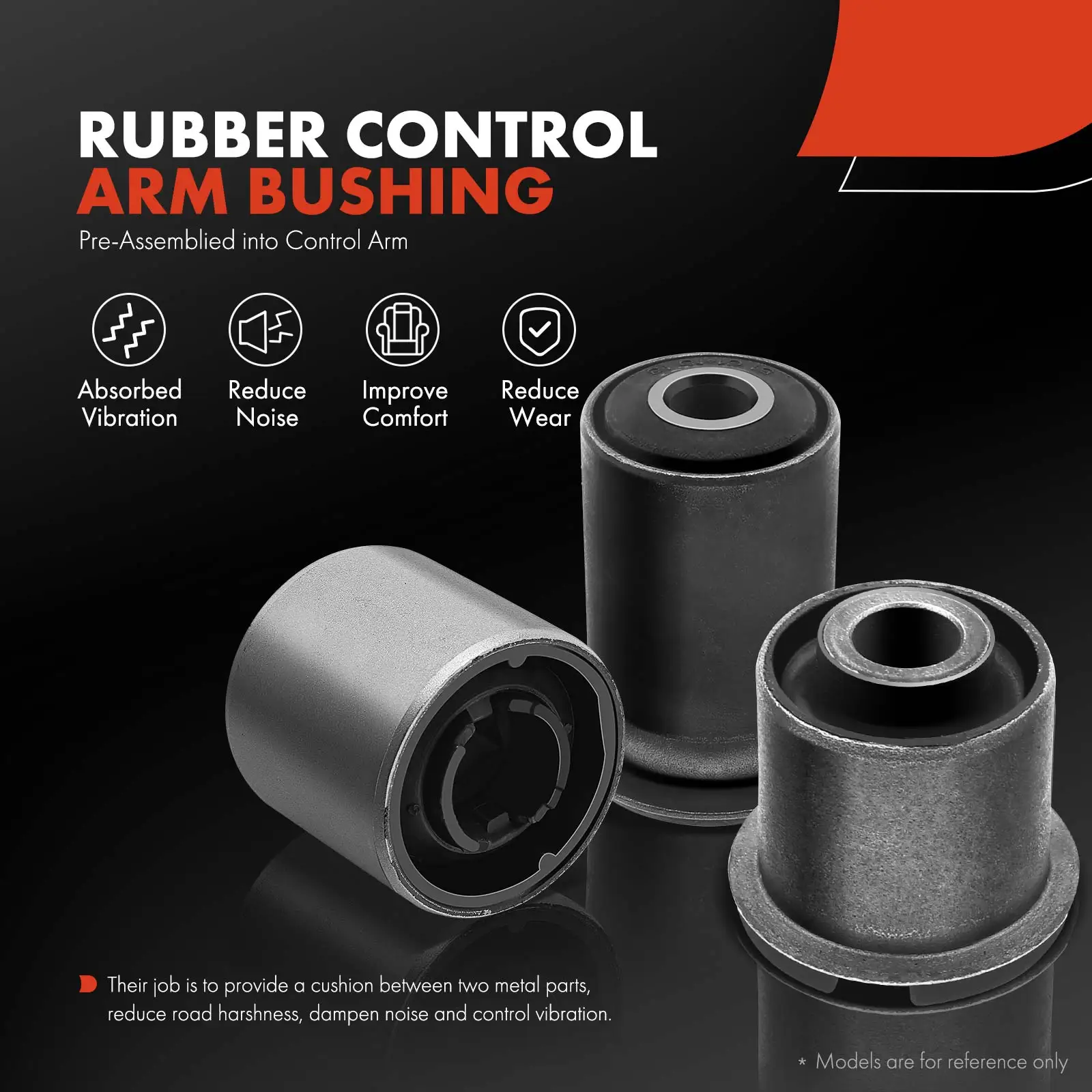 A-Premium 2x Front Upper Control Arm Bushing for Ford Pinto 1974-1980 Aerostar 1986-1997 Mustang II Mercury Bobcat 1975-1980