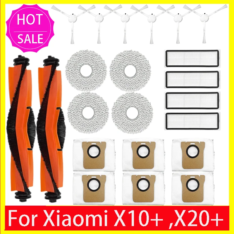 Compatible For ( Xiaomi Robot Vacuum X10+ / X20+ / X20 Plus ) Spare Parts Accessories Main Side Brush Mop Cloth Dust Bag Filter