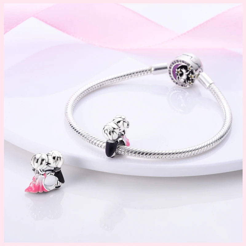 100% 925 Sterling Silver Animal Butterfly Love Heart Pink Charm Suitable for Pandora Original Bracelet DIY Making