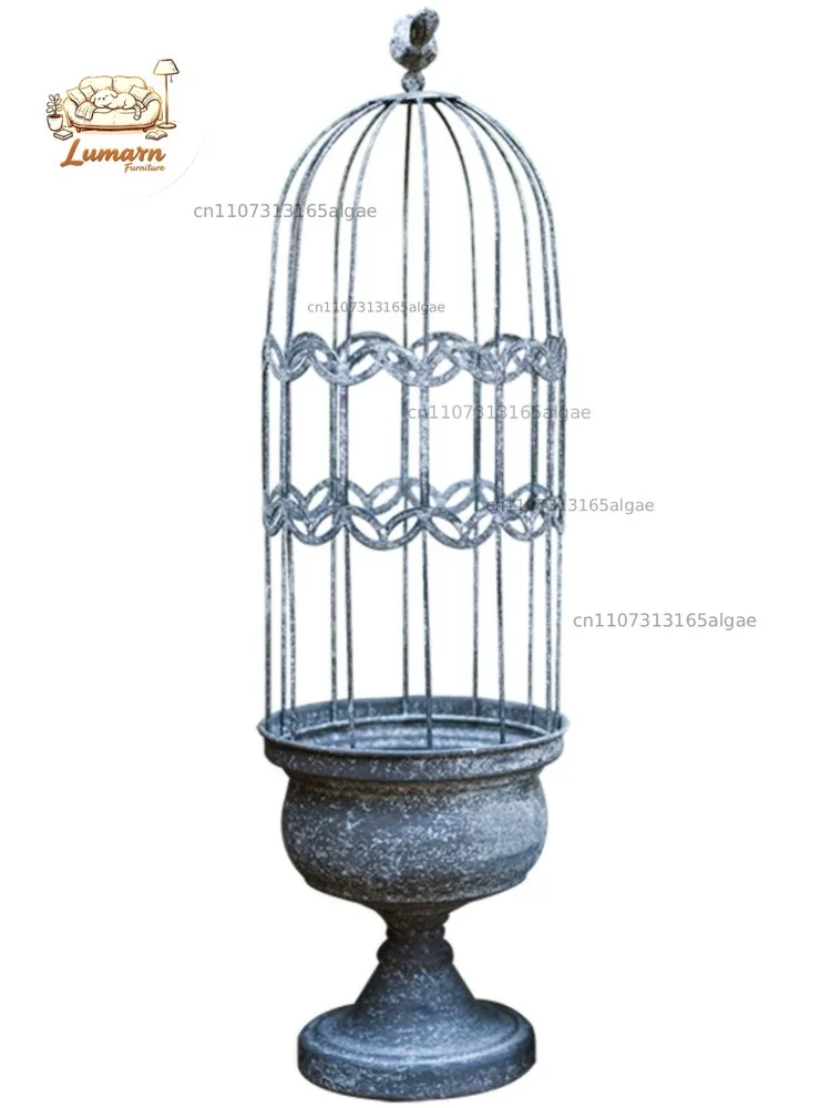 Vintage Bird Cage Flower Utensils Decorative Ornaments Climbing Vine Flower Pots Garden Courtyard Rural Gardening Supplies