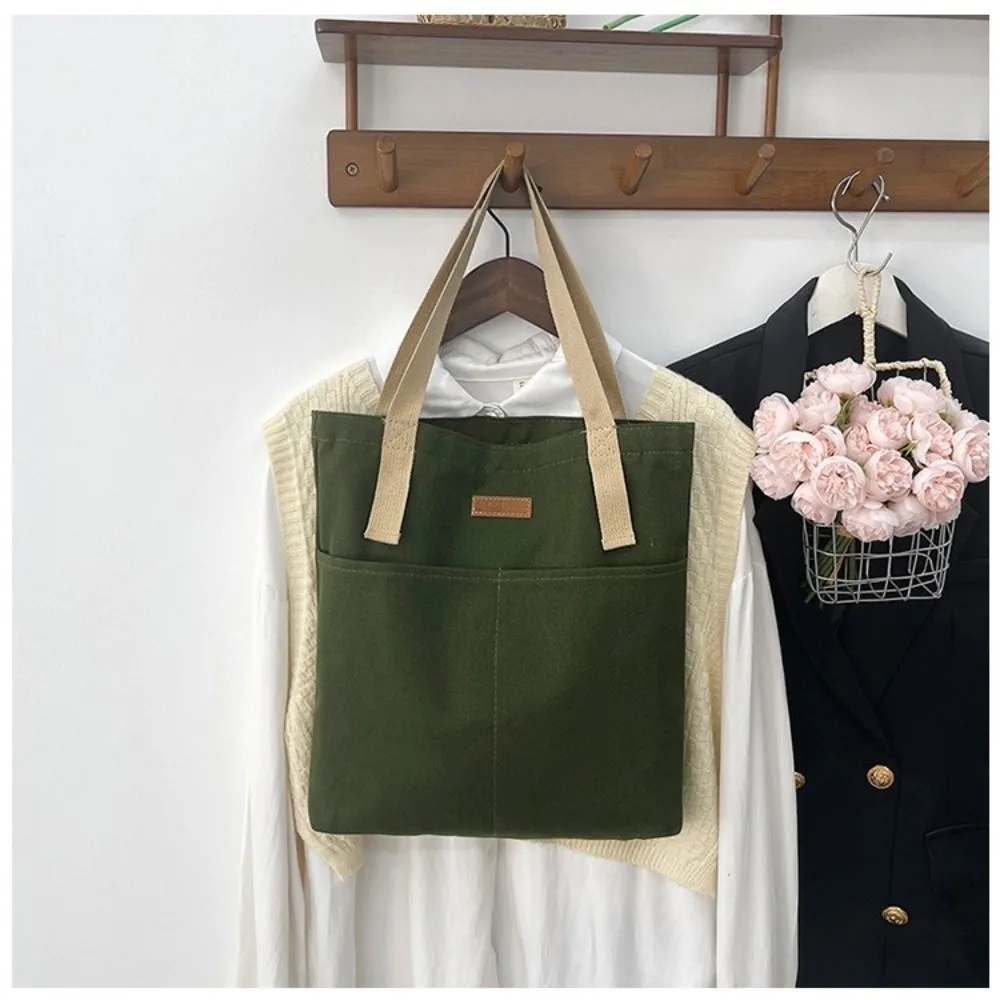 New Large Capacity Canvas Handbag Fabric Reusable Design Shopping Bag Lightweight High Quality Tote Bag Books Carrying