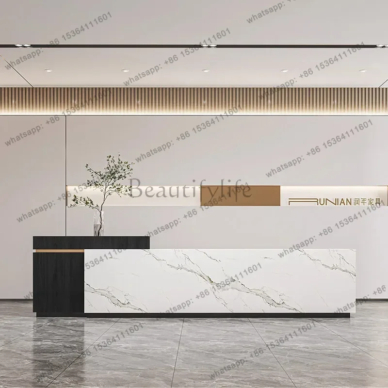 PG Modern Commericial Reception Desks Counter Service Luxury Welcome Reception Desks Stands Checkout Bureau Industrial Furniture