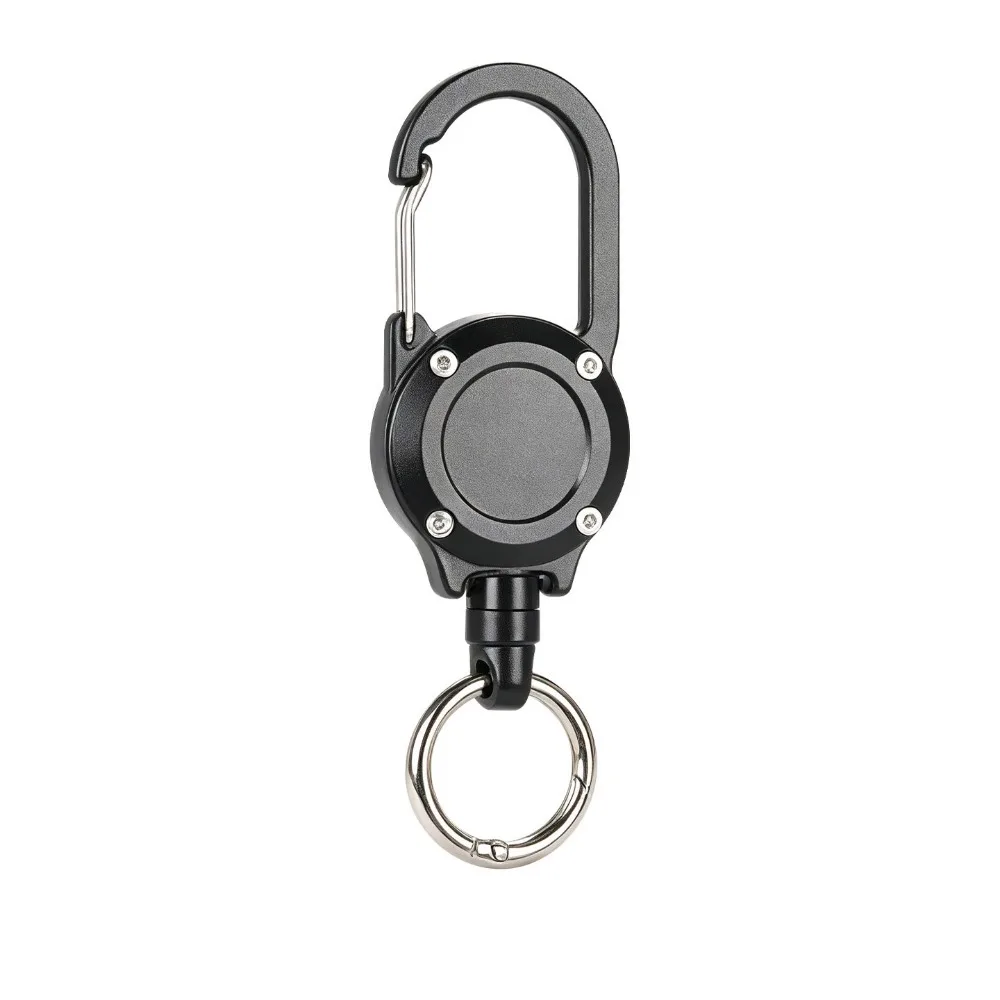 Aluminum Alloy Retractable Keychain Heavy Duty Steel Cable Retractable Key Holder Portable Wire Rope Retractable Key Clip Sports