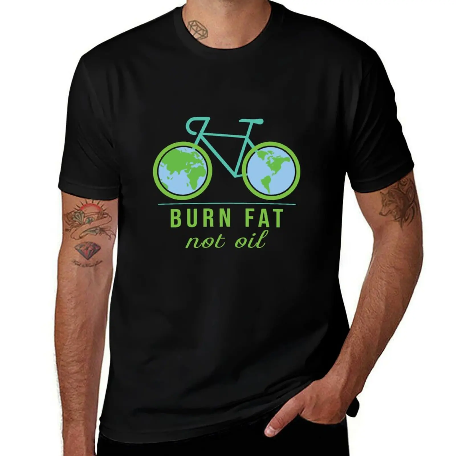 

Burn Fat Not Oil Bicycle Climate Change Awareness T-Shirt man t shirt designer man t shirt heavy cotton T-shirt