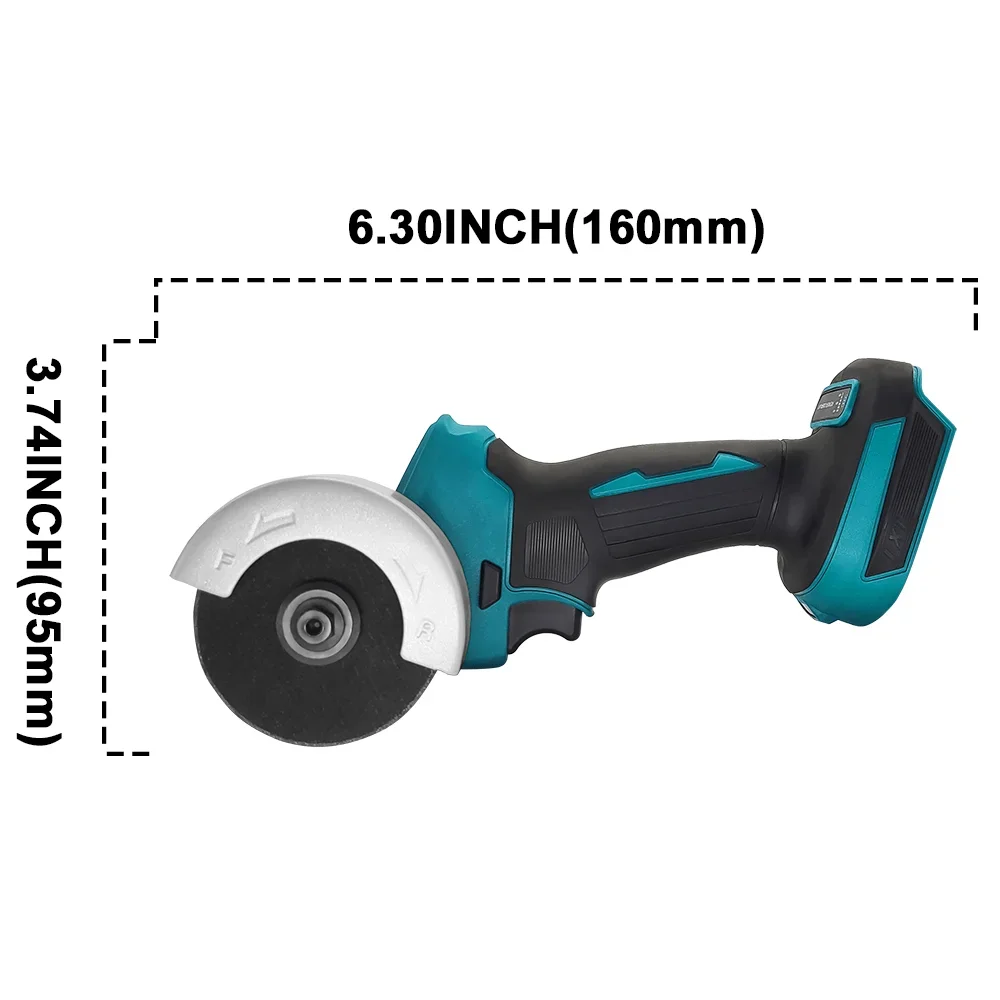 Imagem -02 - Elétrica Brushless Angle Grinder com Poeira Escudo sem Fio Moagem Ferramenta Elétrica de Corte Makita 18v Bateria 20000rpm 3