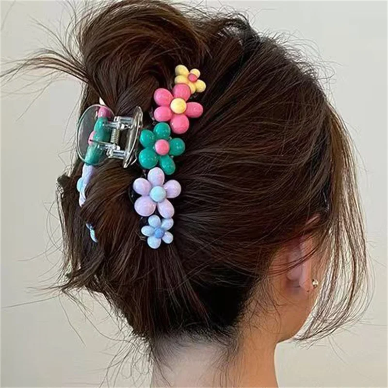 Versátil Hairpin Flor para Mulheres, Doce Colorido Flor Cabelo Garras, Grampos de Cabelo, Acessórios Bonitos, Girl Gift, Novo