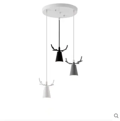 Restaurant Nordic simple modern three-head creative family dining room table antler lamps