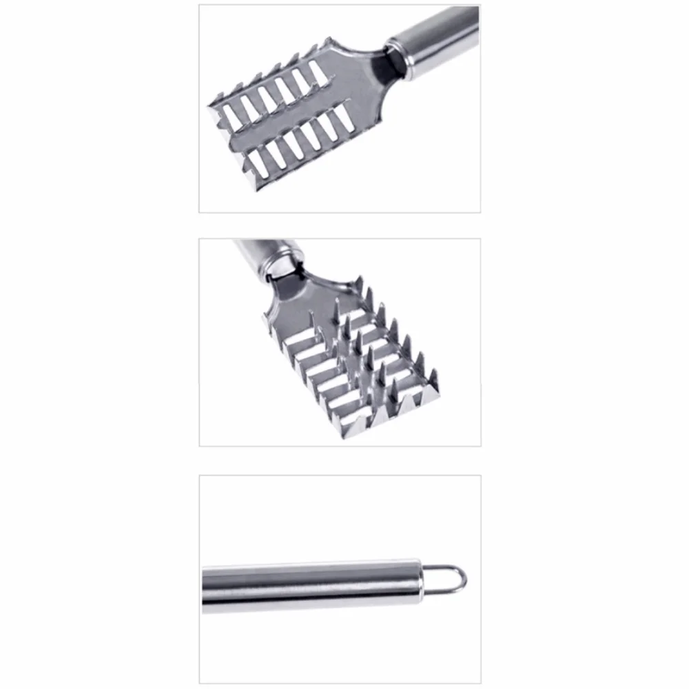 Stainless Steel Fish Scale Remover Silver Serrated Sawtooth Fish Descaler Tool Easy to Use Handheld Fish Skin Scraper