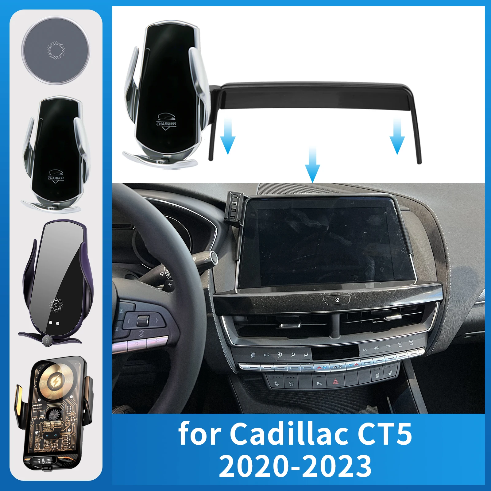 

Car Phone Holder for Cadillac CT5 2020-2023 Charging GPS Bracket Navigation Stand Auto Accessories