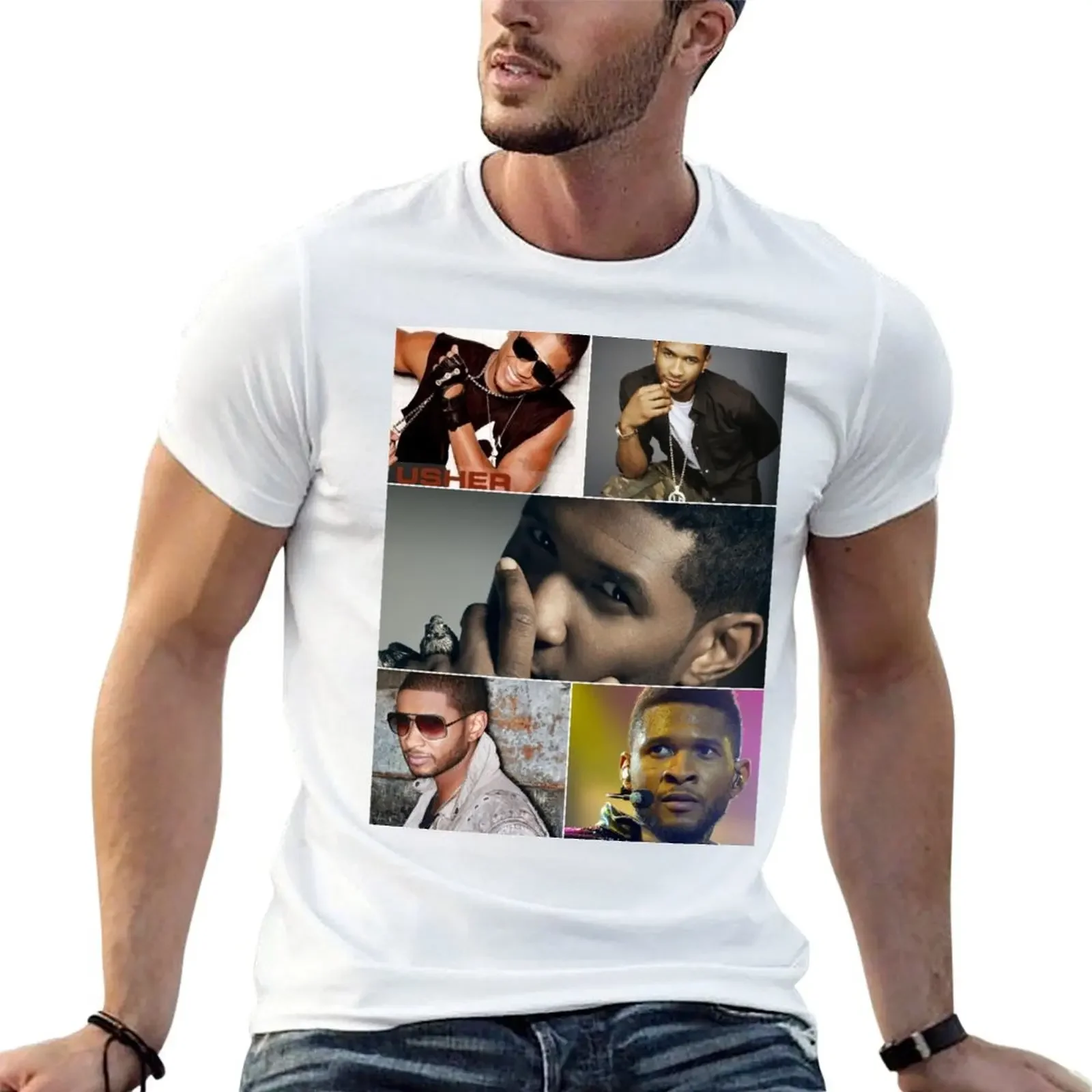 Usher American R&B singer Ultimate Aesthetic Photo Collage - 2 T-Shirt Aesthetic clothing man t shirt mens t shirts top quality