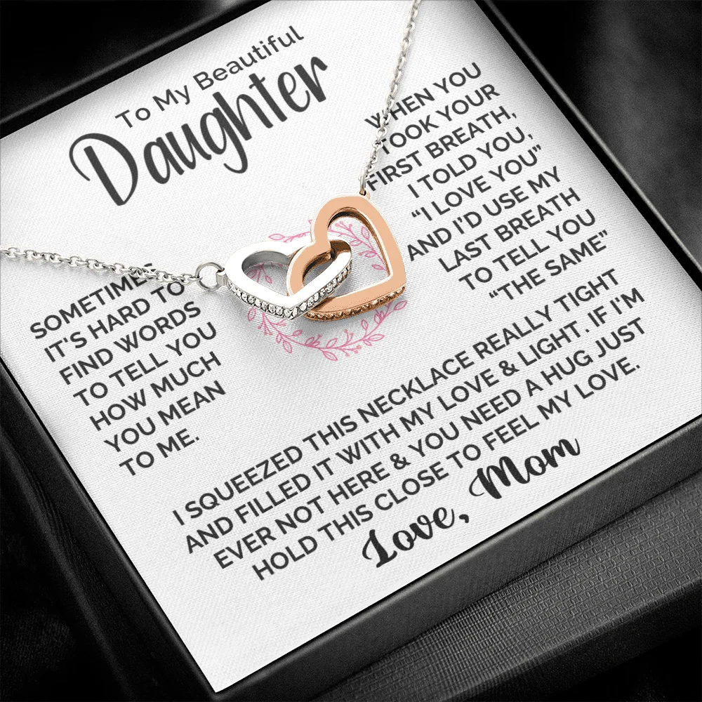 To My Daughter Gift From Mom Love Heart Christmas Mother Daughter Gift Girl Women Stainless Steel Necklace 2024 Hot Dropshipping