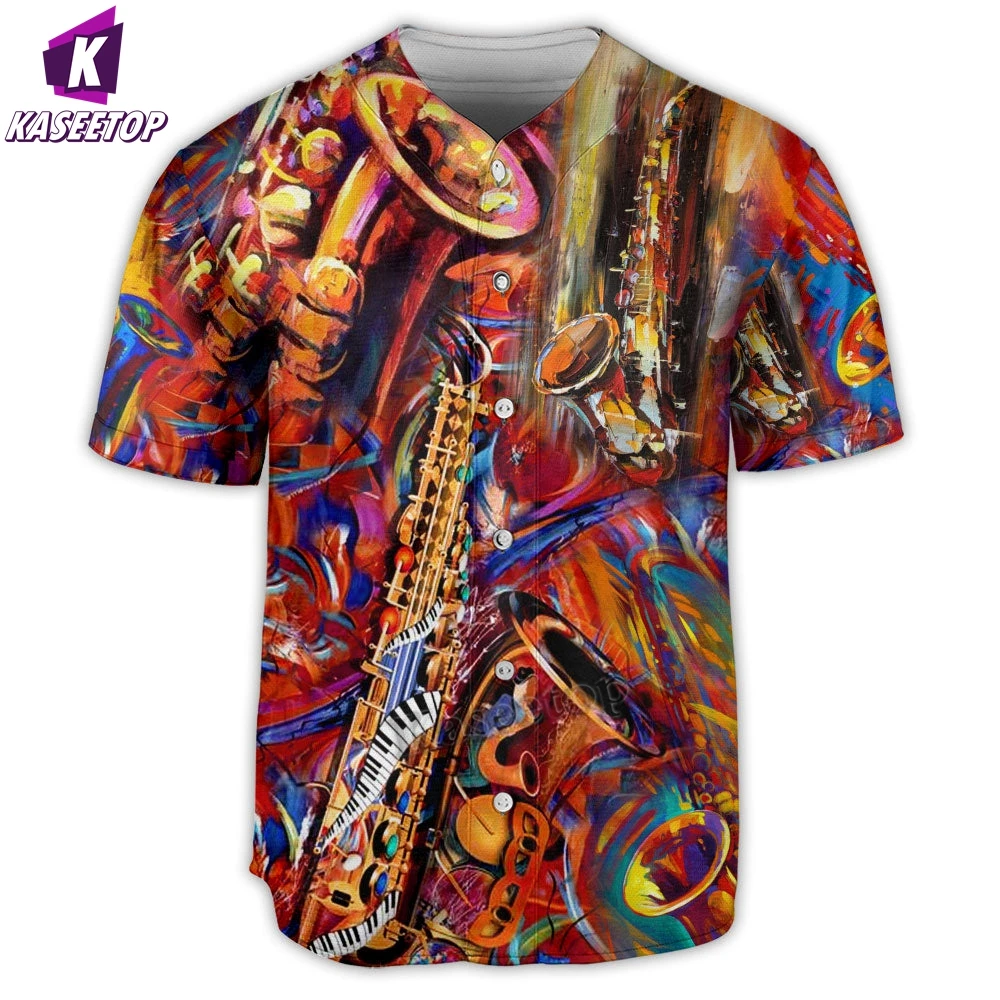 Saxophone Music To The Soul Men 3D Print Baseball Jersey Shirt Adult Summer Tee Shirt Mens Hip Hop Tops Tee Oversized Streetwear