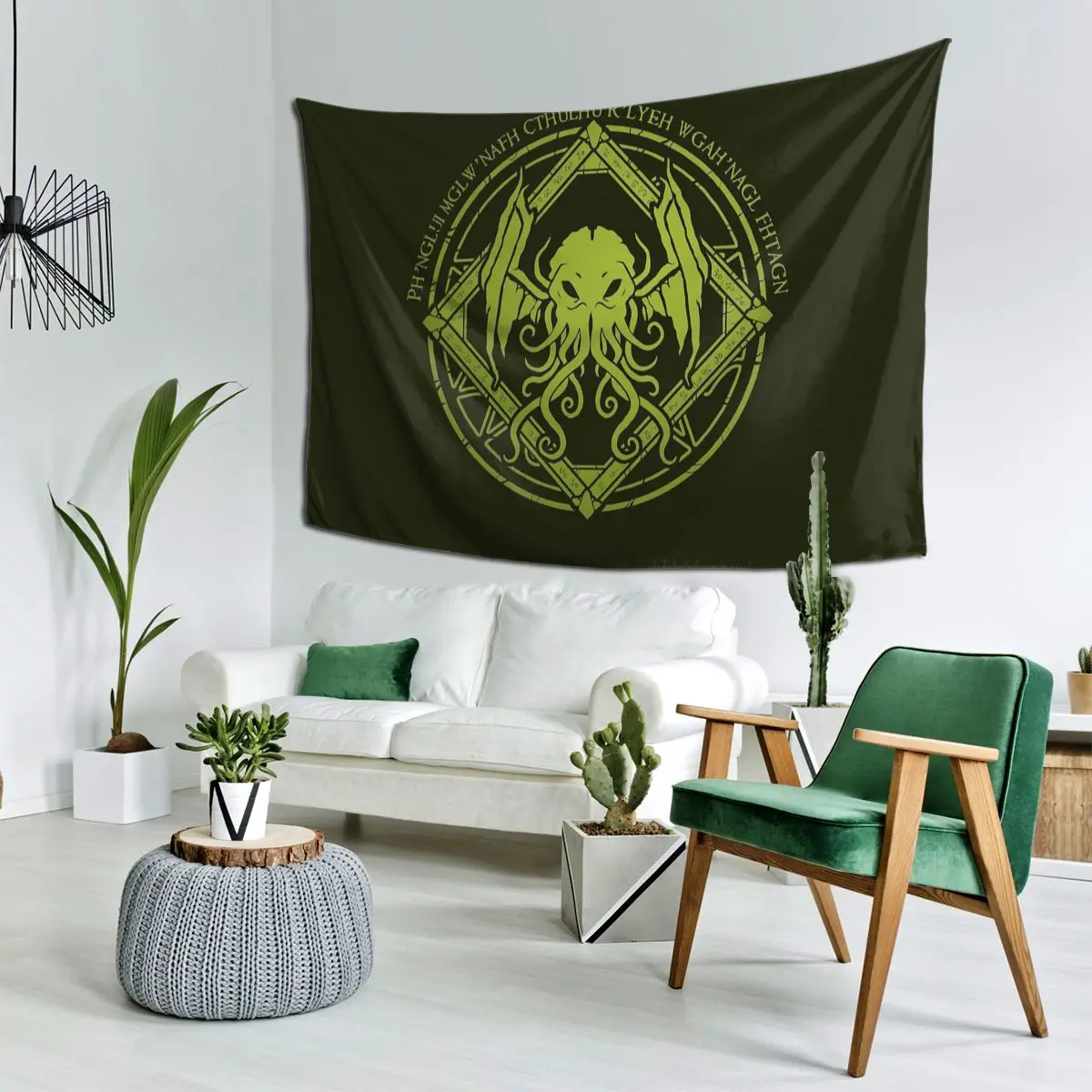 Cthulhu - Lovecraft - Chant Design Tapestry Funny Wall Hanging Aesthetic Home Decoration Tapestries for Living Room Bedroom