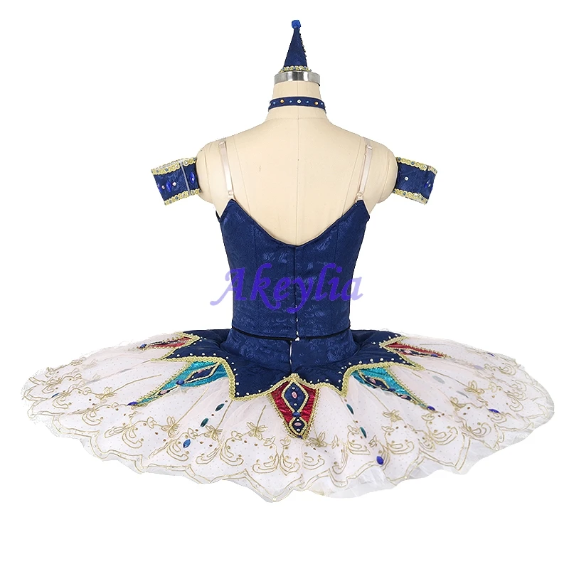 YAGP أبيض أزرق احترافي باليه توتو Harlequinade سبليت الجسم المنافسة النساء الكلاسيكية توتو فطيرة الأداء JN0500