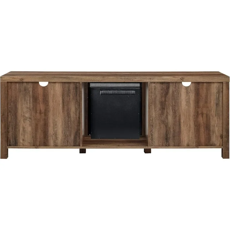 Walker Edison Calgary Industrial Farmhouse X-Drawer Metal Mesh and Wood Fireplace TV Stand for TVs up to 80 Inches, 70 Inch