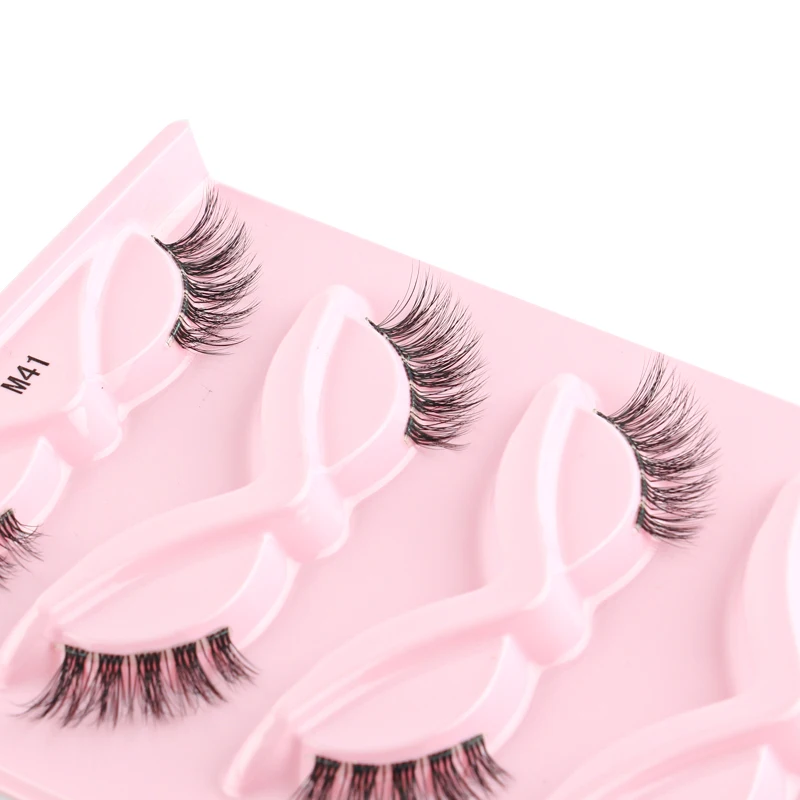 MEISHENJIE Faux Cils 3/5 คู่ขนตาแมวธรรมชาติยาว/Dramatic Fluffy 3D Mink Lashes เครื่องมือแต่งหน้า Extension ครึ่งขนตา