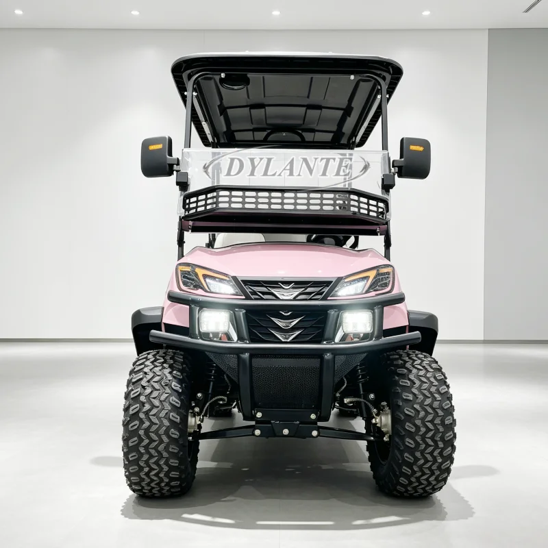 72V Lithium Battery Stable 4 Person Electric Golf Cart Off Road Sightseeing Vehicle With Canopy Diamond Quilted Seat