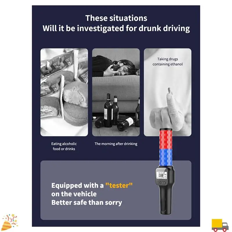 Portable Alcohol Test Stick Handheld Alcohol Detector Handheld High-Precision Drunk Driving Test Special Voice Broadcast