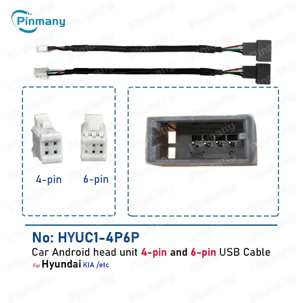 Car Android  Radio Audio Connector HYUC1 4 6 Pin USB Wire Harness Cable stereo Socket Adapter for Hyundai KIA
