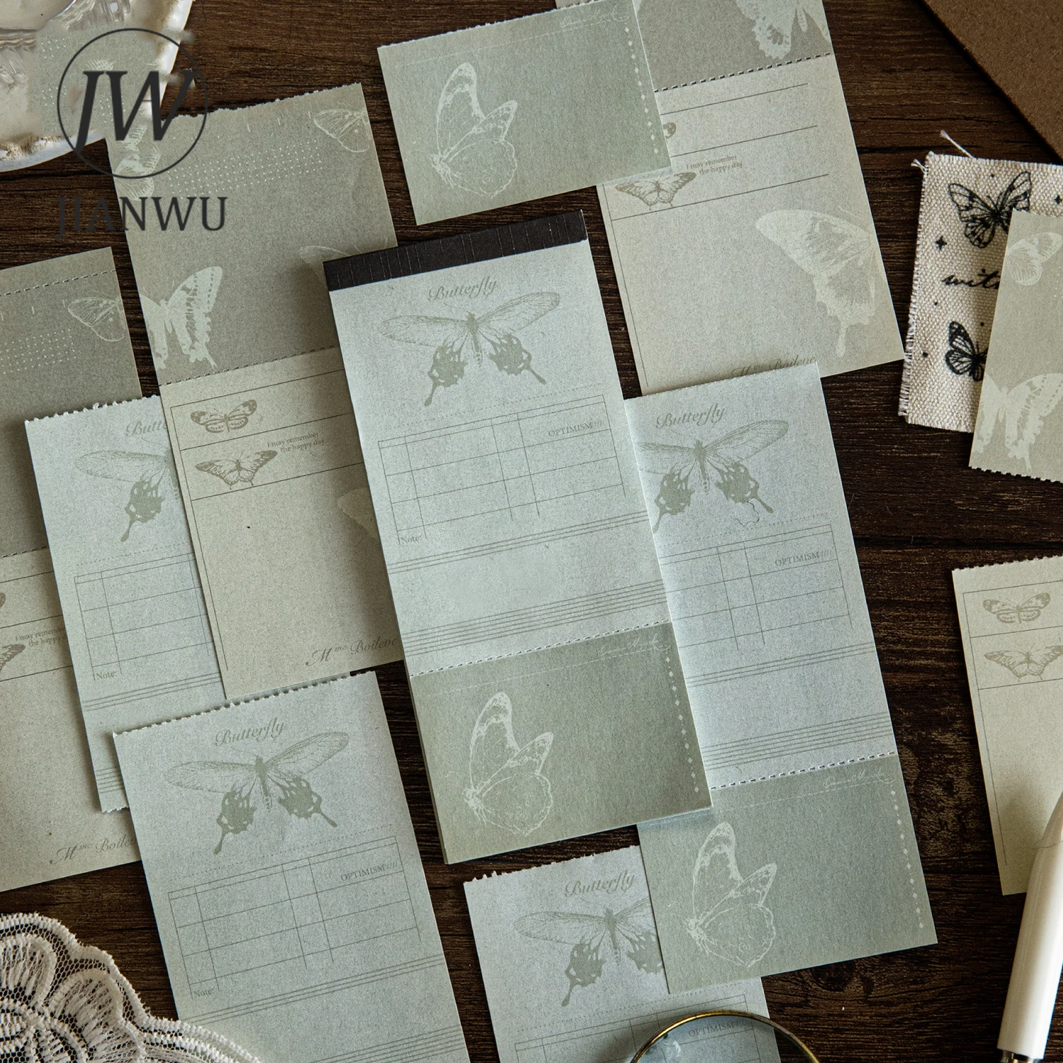 JIANWU Fleeting Glimpse Series Vintage Plant Shadow Landscape Material Collage Memo Pad Creative DIY Junk Journal Stationery