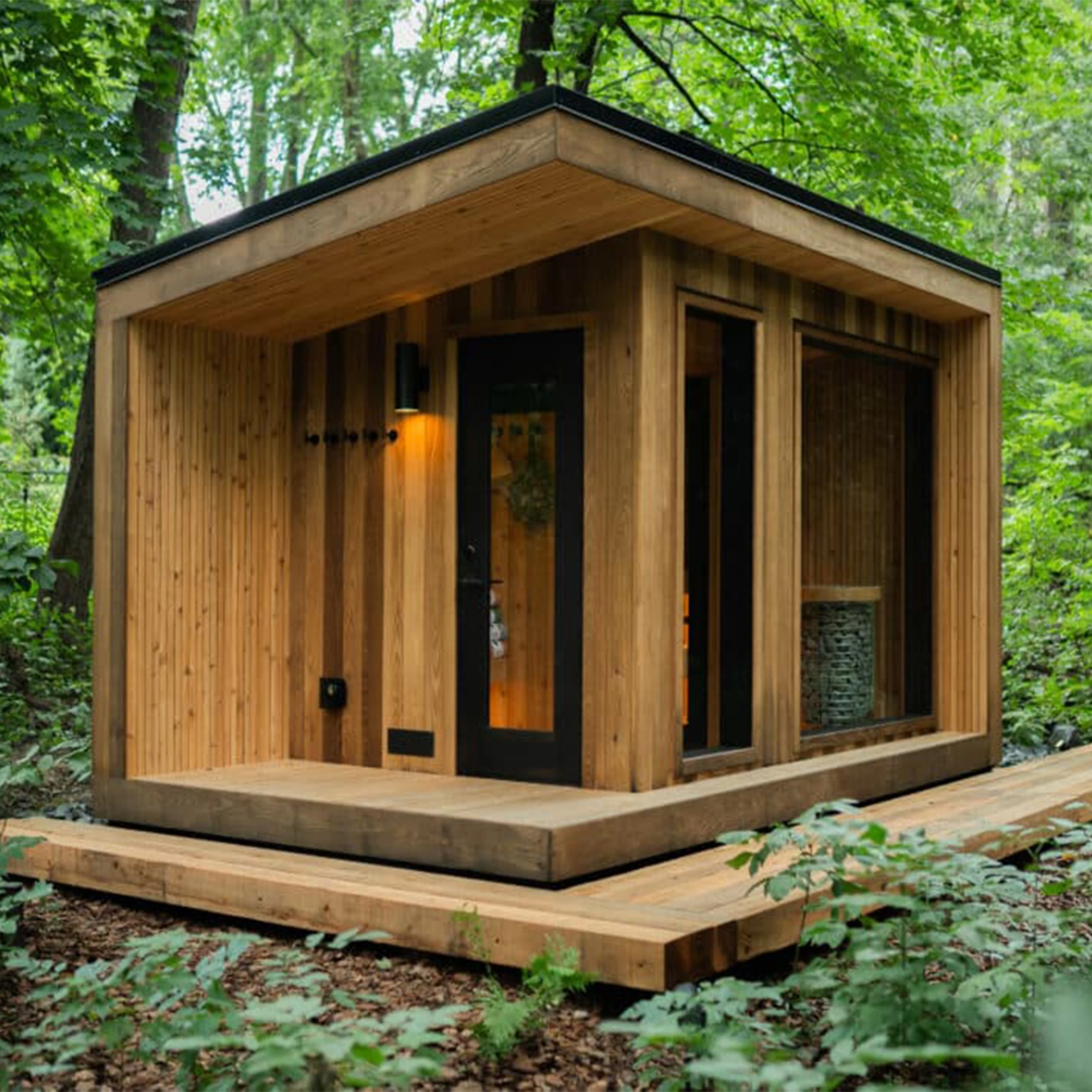Outdoor SaunaOutdoor Electric Infrared Sauna Modern Red Cedar Dry Steam Sauna Free Customization Service For 4-6 People view 2