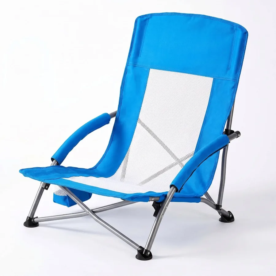 Camping Chair - Folding Outdoor Chair with Mesh Back Cup Holder Heavy Duty 250 LBS Portable with Carry Bag for Beach Picnic