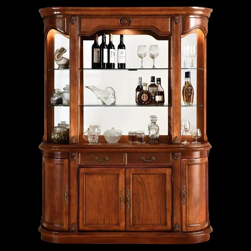 Massivholz-Sideboard-Schrank, Wandmontage, Haushaltsaufbewahrung, Esszimmer-Aufbewahrung, Teeschrank, Weinschrank im europäischen Stil